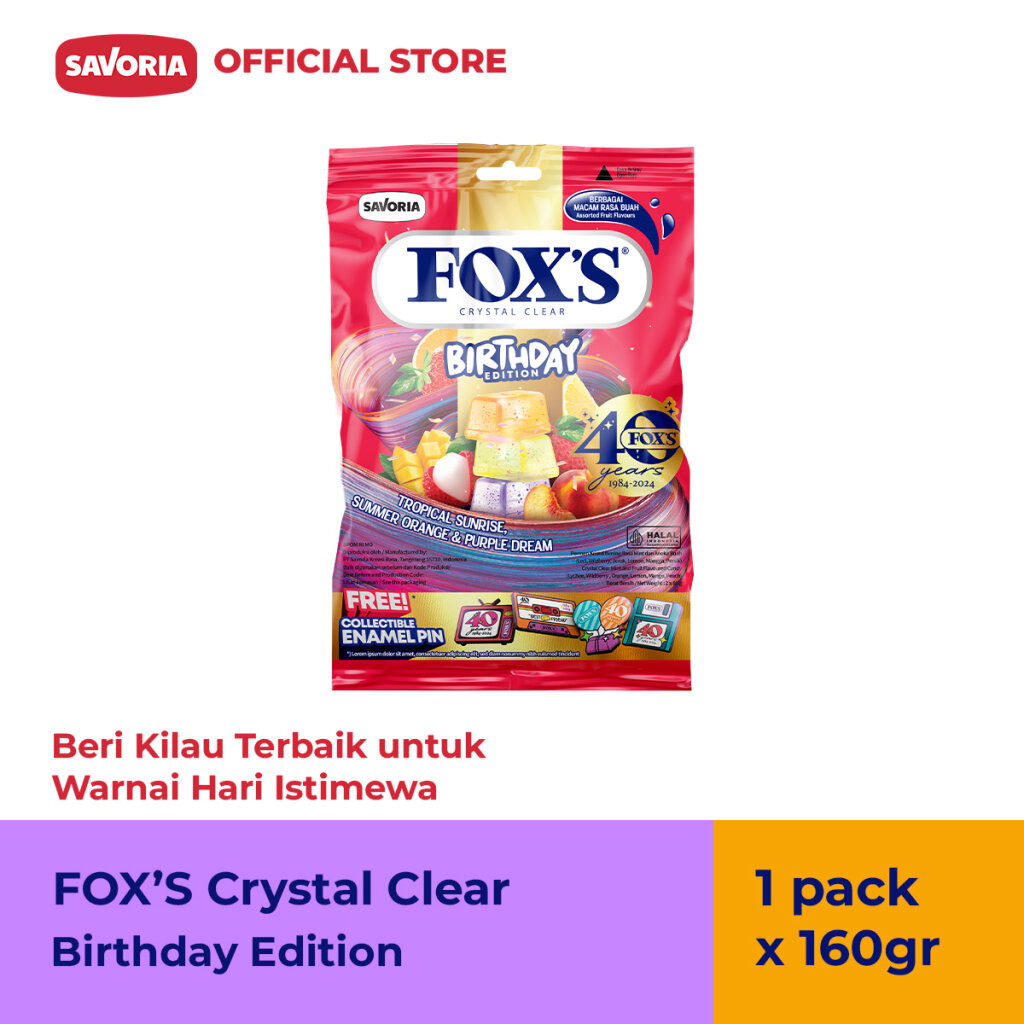 

FOX'S Birthday Edition 1 Pack Isi 2 Bag x 80g Gratis Enamel Pin