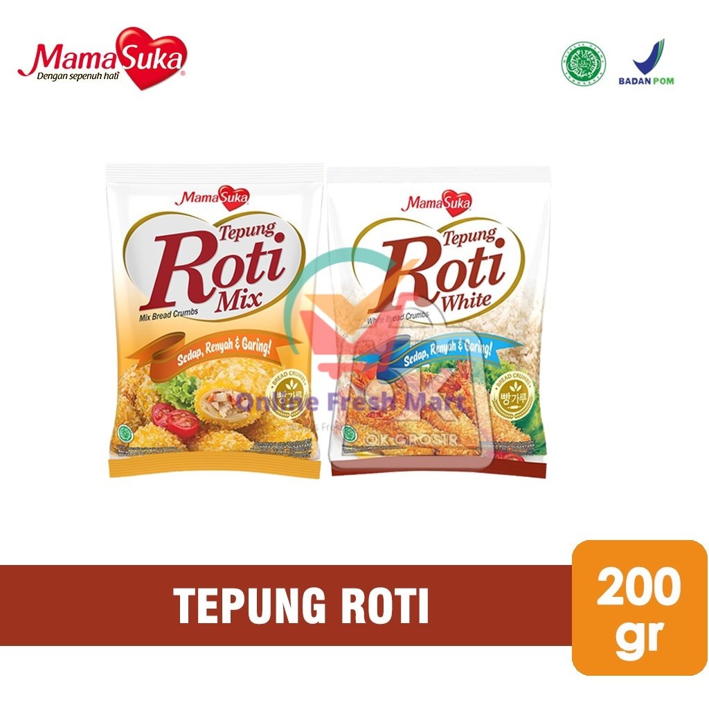 

Tepung Roti Mamasuka / Bread Crumbs / White / Mix (200 gr) - Online Frseh Mart Denpasar