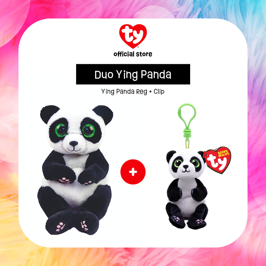 TY Duo Ying Panda  - Paket Boneka dan Gantungan Kunci Karakter Panda - Gift Set Giftset Hadiah Kado 