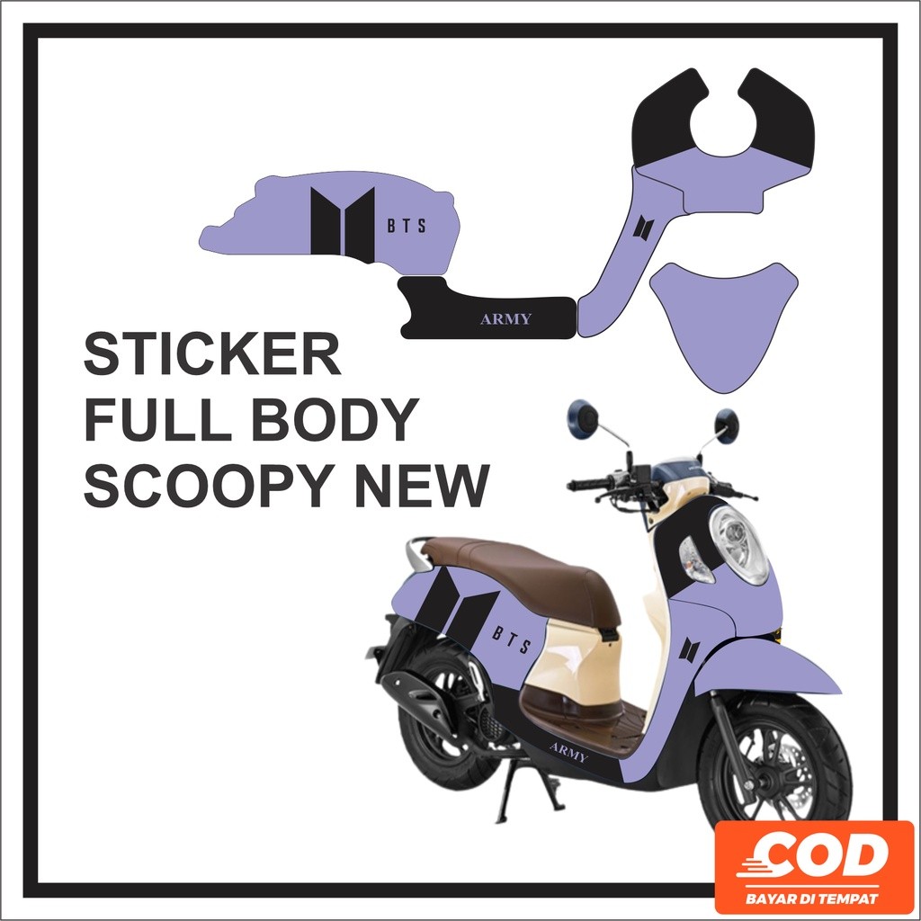 Stiker Motor HONDA SCOOPY Full Body Sticker Decal SCOOPY Motif Garis Ungu BTS Bisa COD