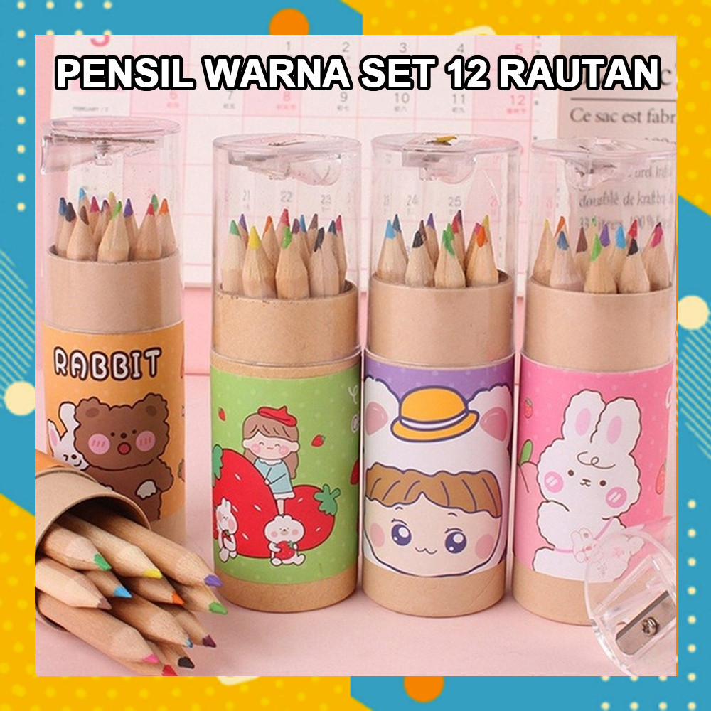 

Pensil WARNA SET 12 RAUTAN Mewarnai Menggambar Color Tabung Pengkorok Motif AT2129A5