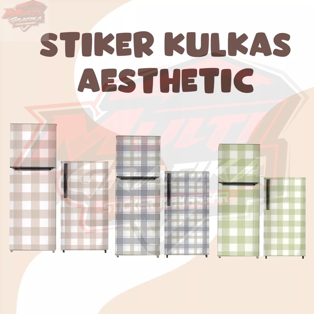 Stiker Kulkas 1 Pintu dan 2 Pintu motif Minimalist Motif Aesthetic Dapur Korea Warna Soft Kotak - ko