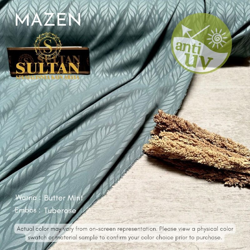50CM MAZEN (MARZAN) EMBOS TUBEROSE BUTTER MINT ANTI UV KAIN ABAYA SULTAN