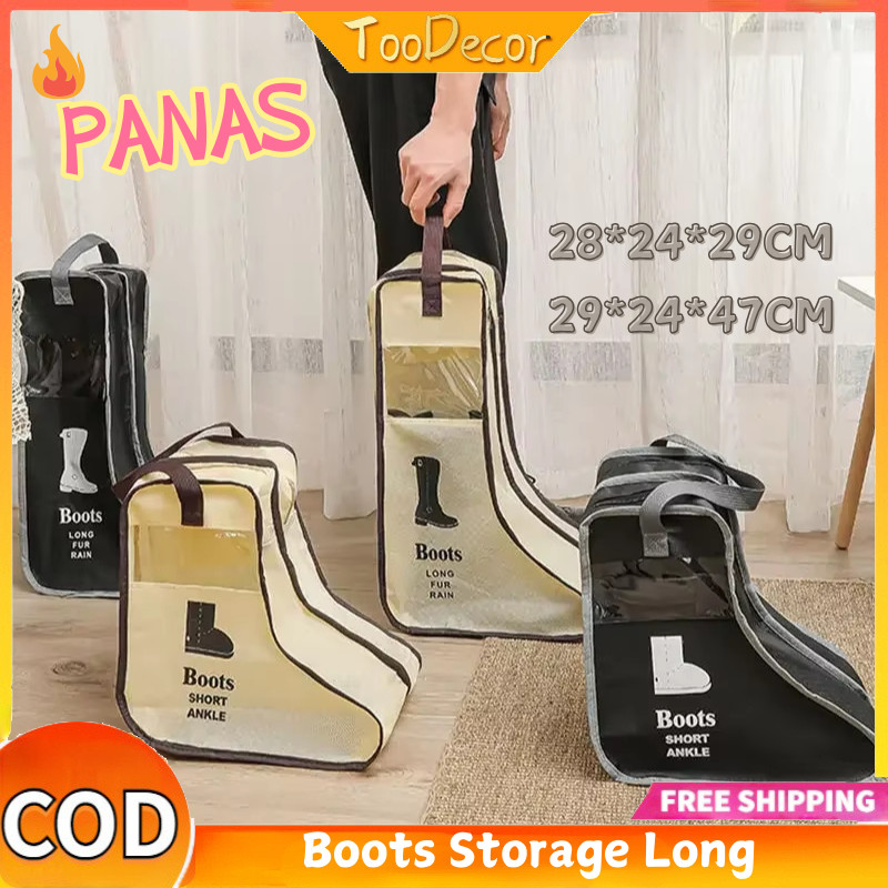 Boots Storage Long Tas Penyimpanan Tahan Debu Tas Boot Portabel Tas Sepatu Boots Ukuran Betis