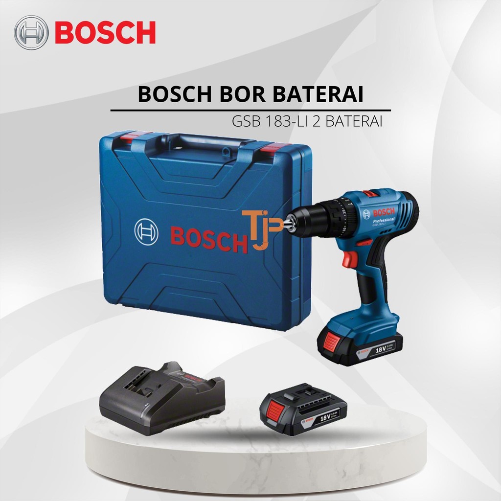 BOSCH CORDLESS IMPACT/ MESIN  BOR TEMBOK 18V GSB 183 LI- 2 BATERAI