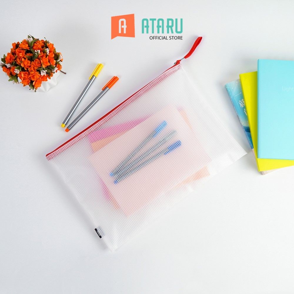 

Ataru Pouch Mesh Zipper A4 - Oranye Kantong Organizer Serbaguna Tempat Pensil Pulpen Alat Make Up Pouch Kosmetik