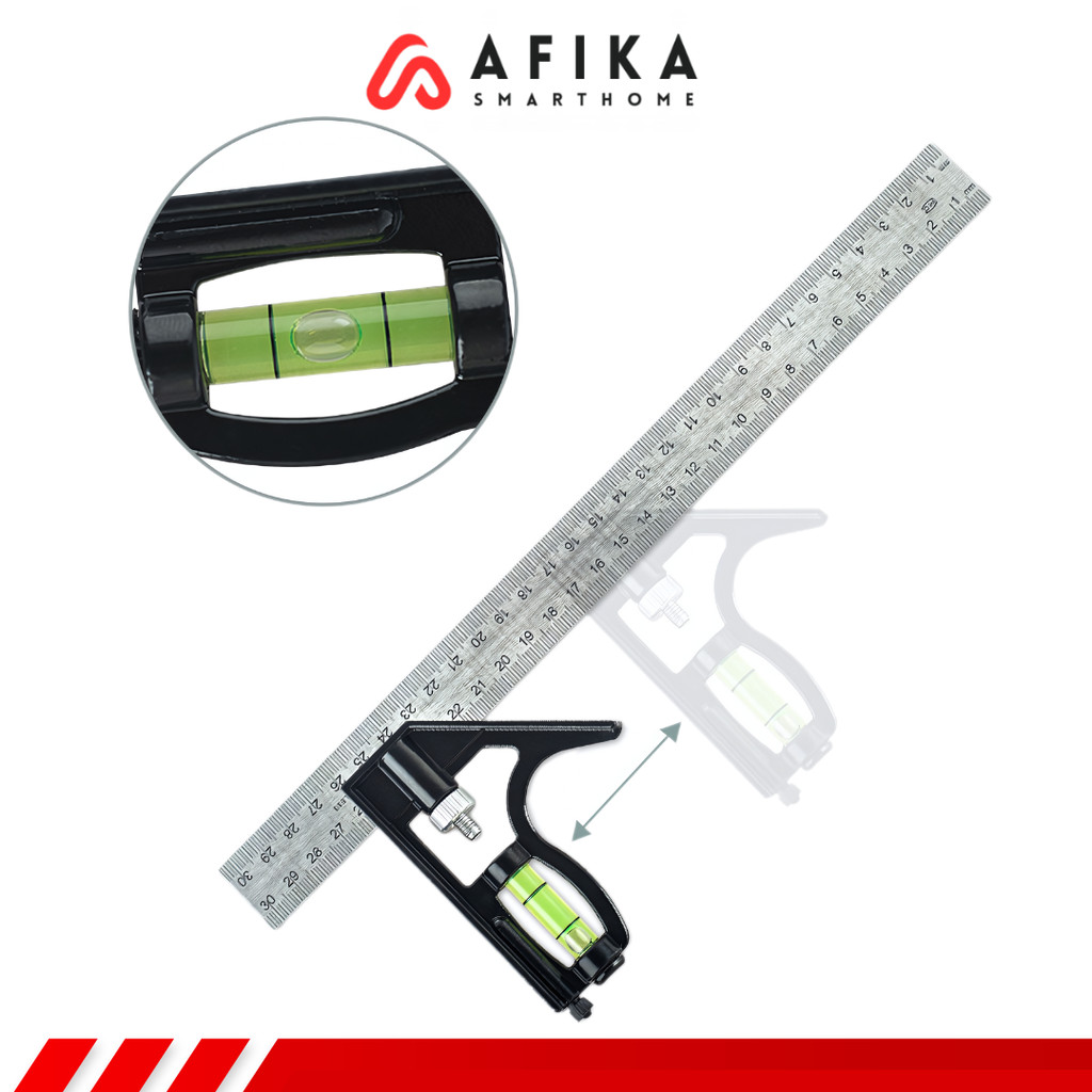 

Mistar Penggaris Siku Adjustable Angle Ruler Waterpass 305mm