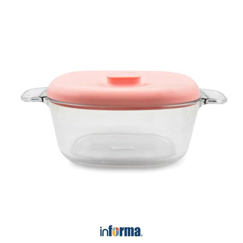 Informa Glasslock Mangkuk Saji Mie - Pink Mangkok Makanan Food Grade Wadah Hidangan Serving Bowl Per