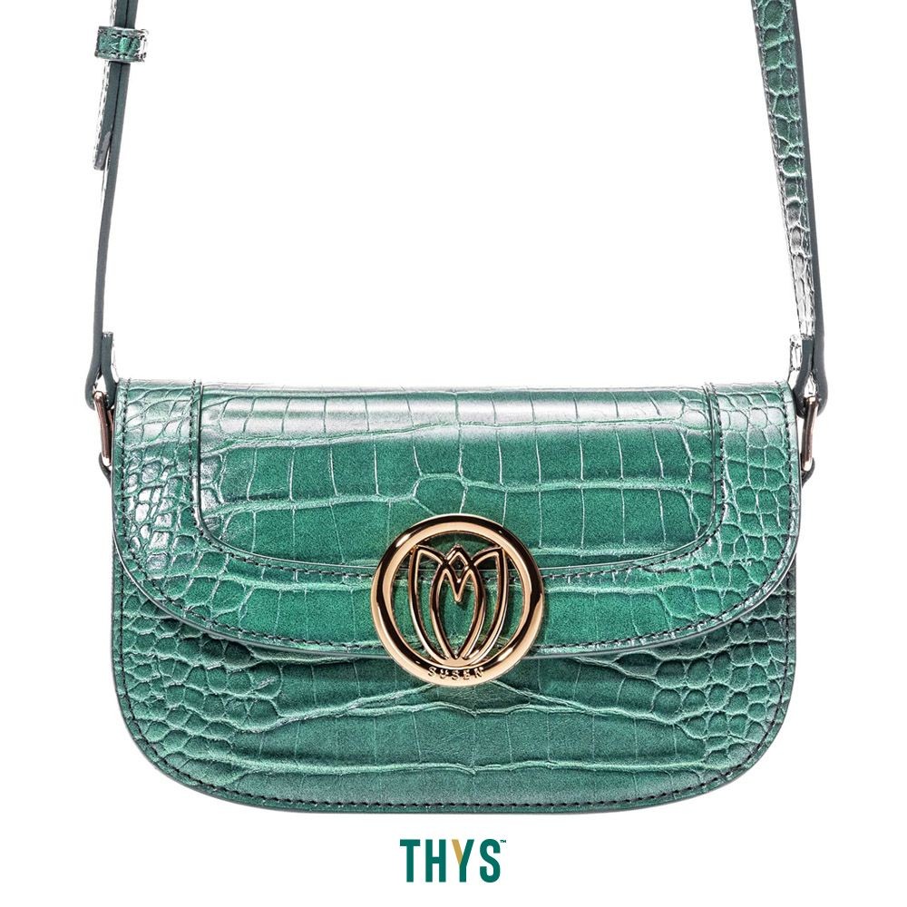 Susen Croco Tas Selempang Dengan Bunga 4051 - Hijau