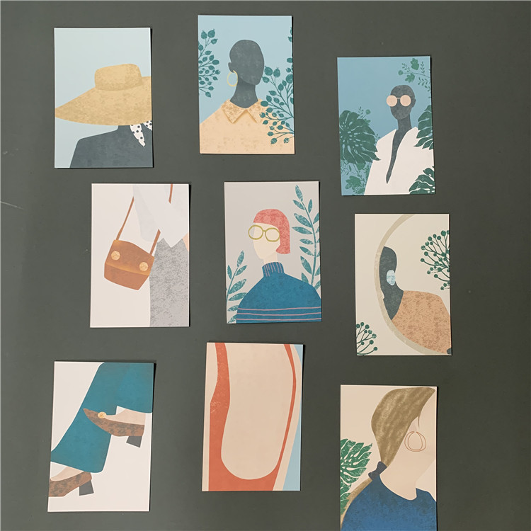 

Ins 9 Sheets Modern Girl Art Decoration Card Photographic Props Postcard Small Poster Diy Background Wall Sticker Greeting Cards