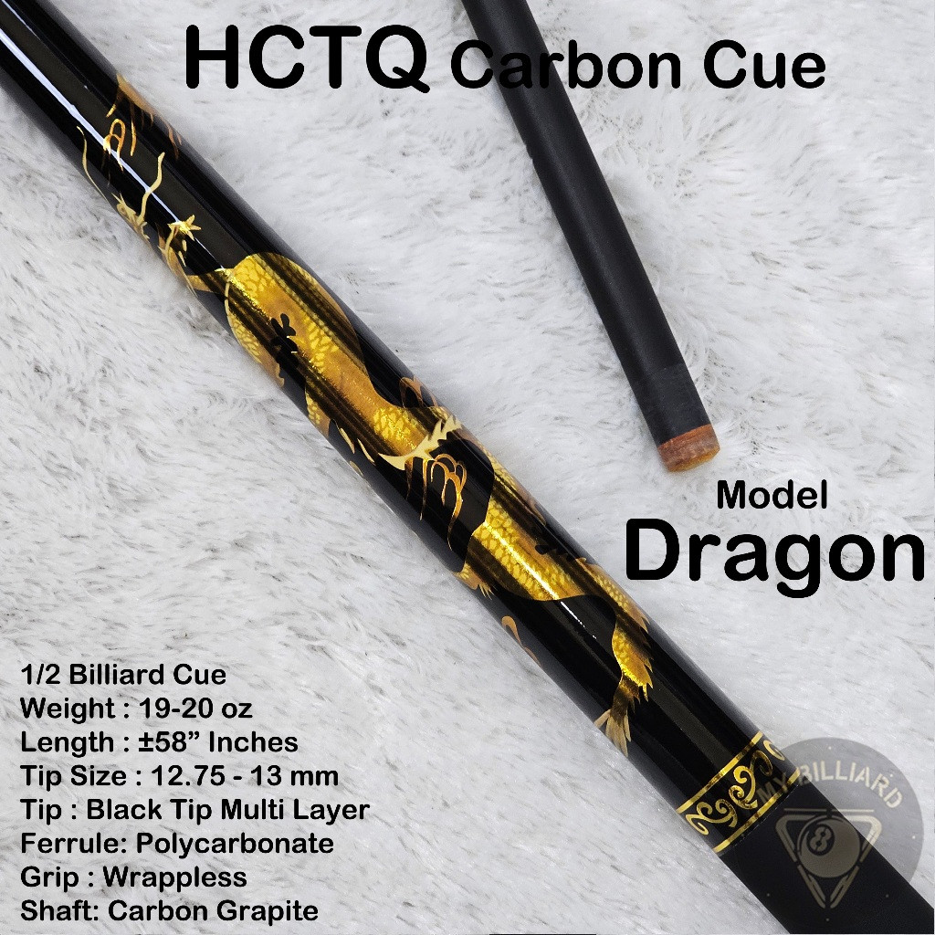 HCTQ Carbon Cue Dragon Stick Billiard 13mm - Stik Billiar HCTQ Cue Karbon Graphite sundays billiard 