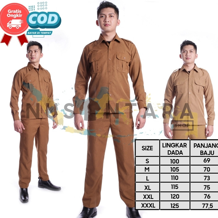 SERAGAM PNS PRIA LENGAN PANJANG SERAGAM KEKI PEMDA PRIA