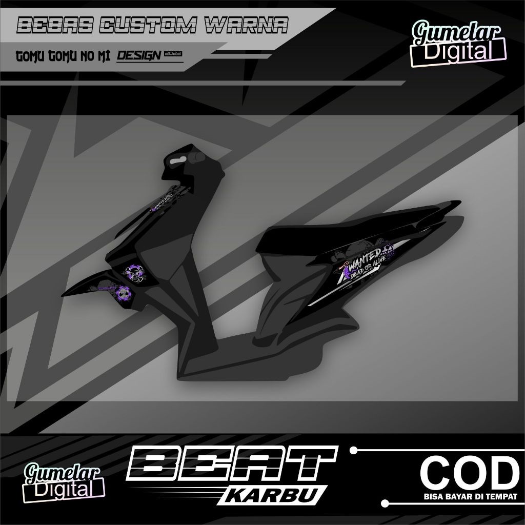 STRIPPING KEREN MOTOR HONDA BEAT KARBU 2008 2009 2010 2011 2012 WANTED DEAT OR ALIVE LUFFY GEAR 5 ON