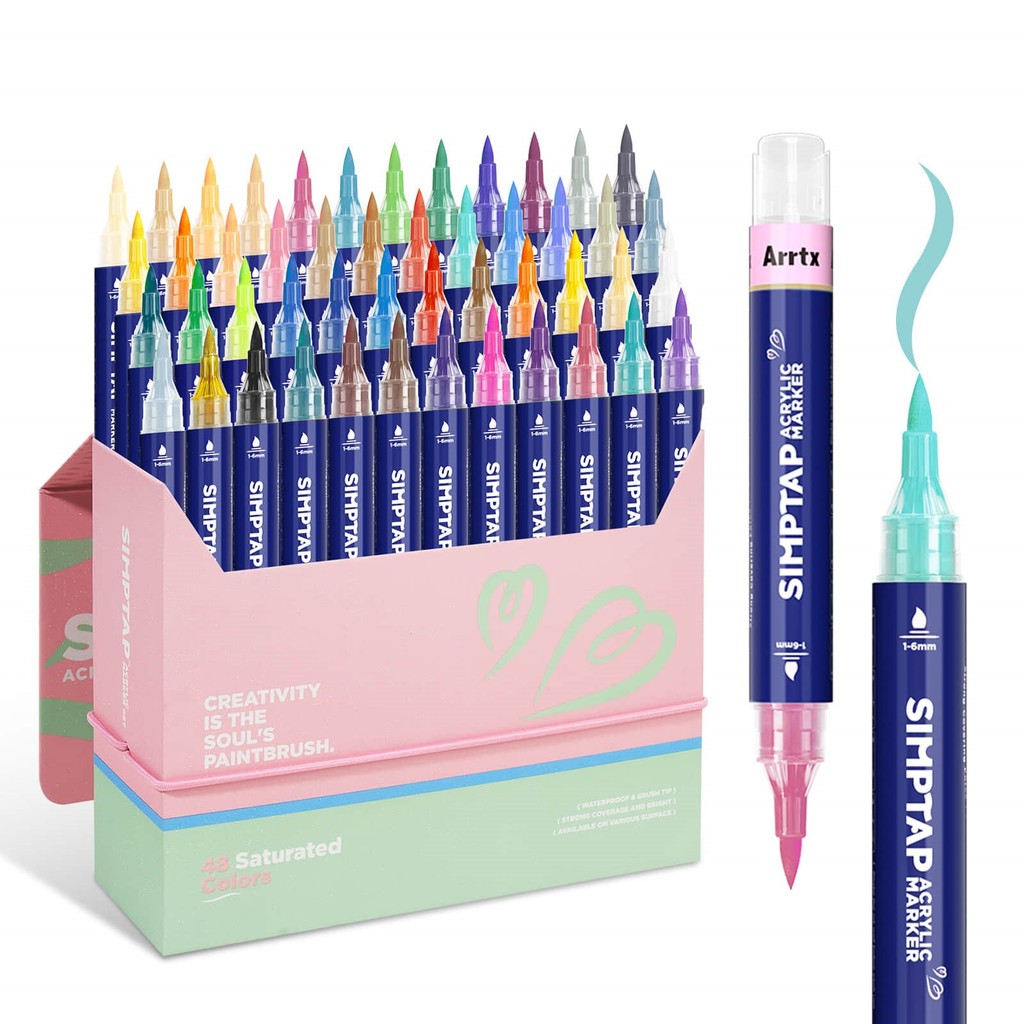 

Arrtx Acrylic Marker Top Valve Action, Acrylic Paint Pens for Rock Stone Ceramic Porcelain Mug Wood Fabric Canvas Painting