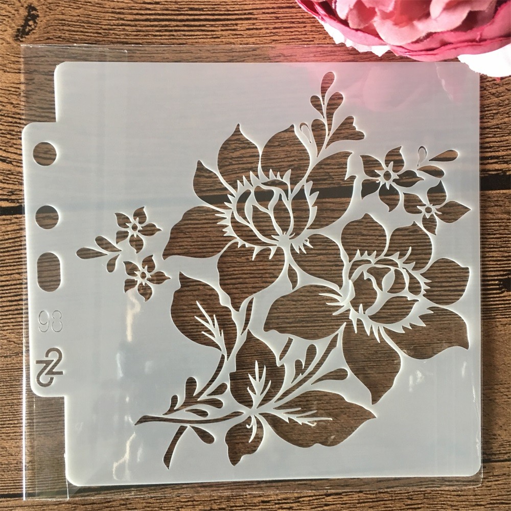 

14*13cm Two Flowers DIY Layering Stencils Wall Painting Scrapbook Coloring Embossing Album Decorative Card Template