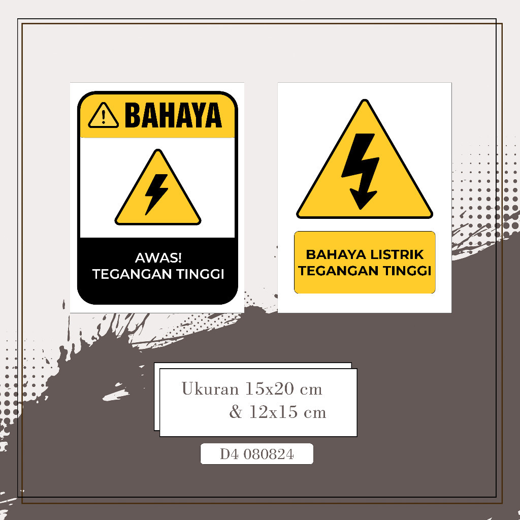 

Stiker K3 Awas Tegangan Tinggi Ukuran 15x20 cm dan 12x15Stiker Bahaya Tegangan Tinggi multi Sticker