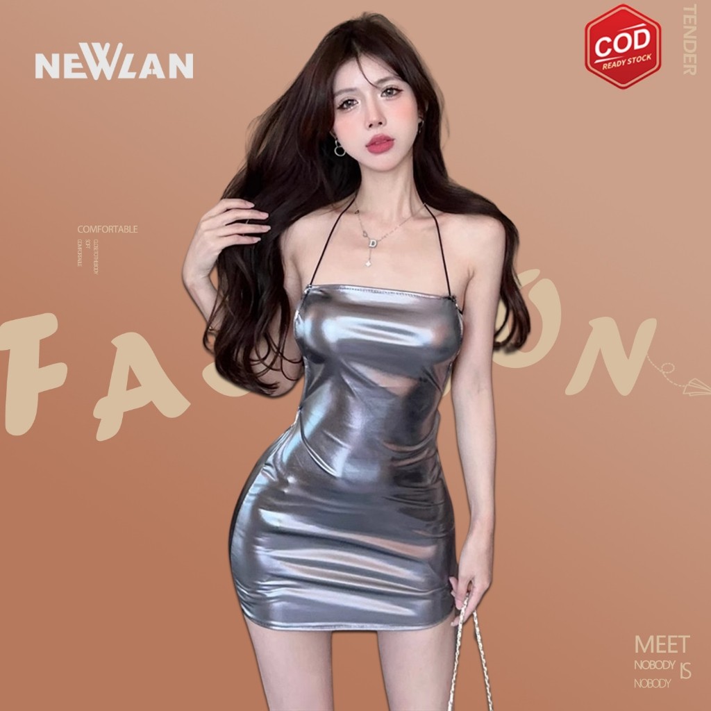 Newlan QZ178 Lingerie Sexy Hot Wanita Sederhana Dress Fashion Baju Tidur Dewasa Dress Ketat Tali Sex