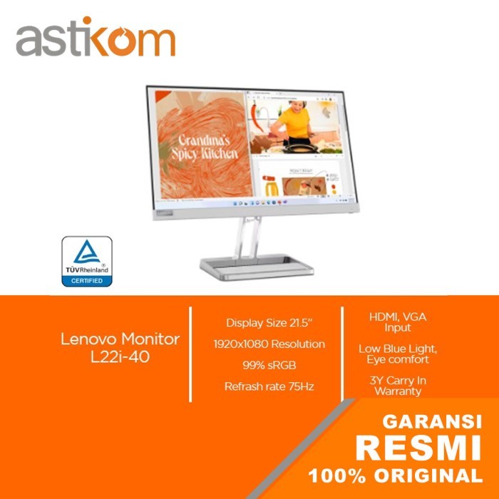 LED Monitor 22" Lenovo L22i-40 FHD IPS 75Hz 4ms