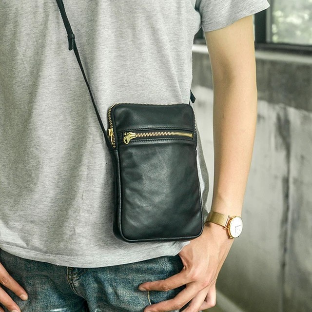 tas kulit pria - tas selempang kulit pria tas tempat hp bahan kulit BEN