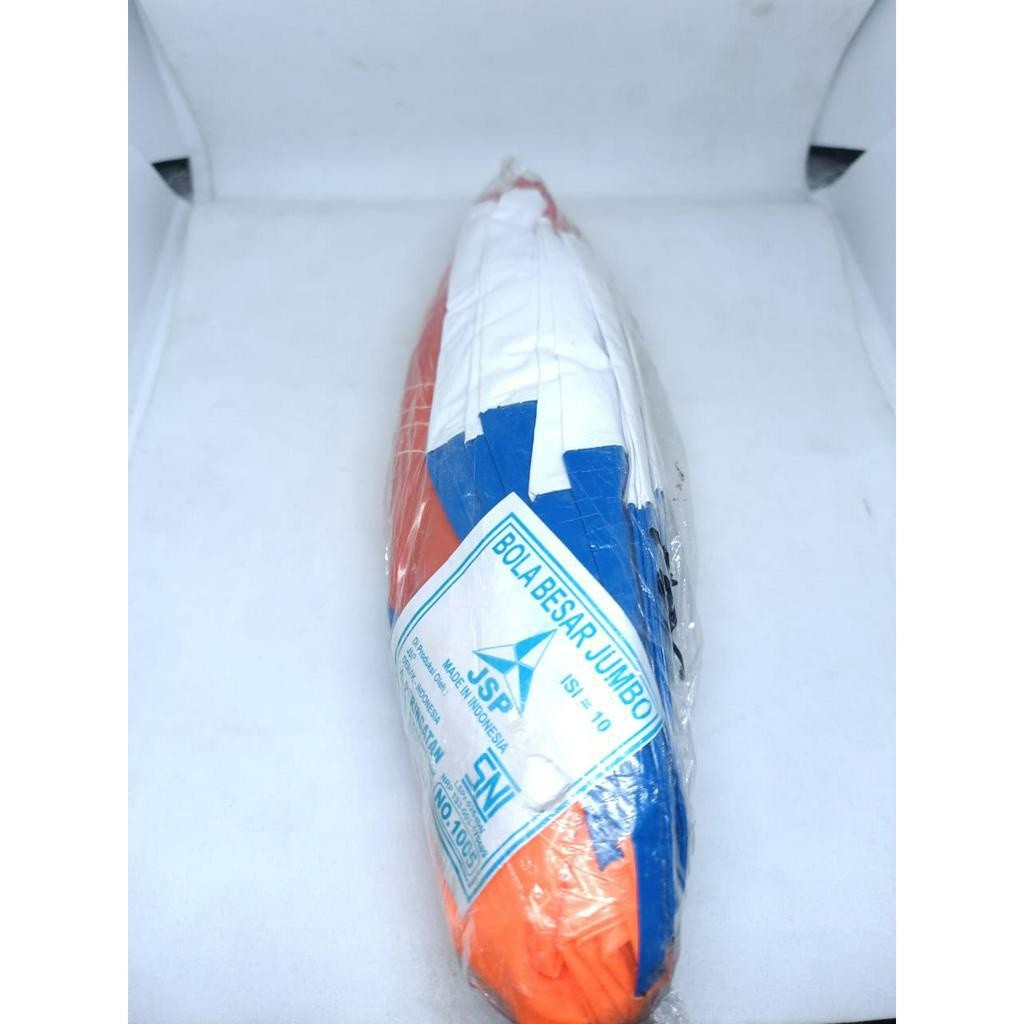 BOLA KULIT BALON BOLA BESAR JUMBO PLASTIK WARNA WARNI MEREK JSP 1 PAK ISI 10 PCS