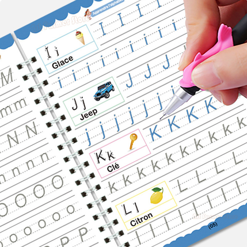 

French Magic Practice Copybook Pen Preschools Kids Calligraphy Notebook Children Reusable Français Writing Book Age 3-8