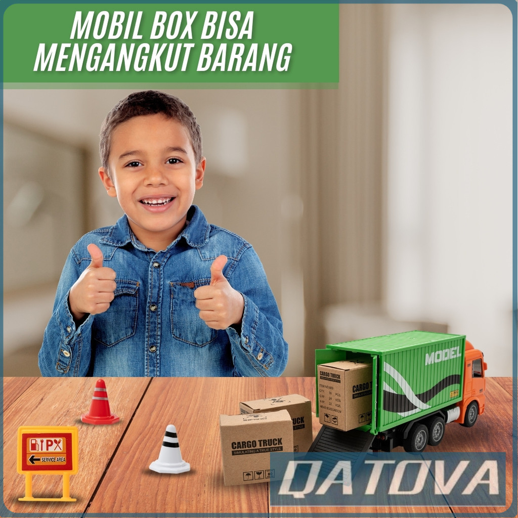 Qatova Mainan Rc Box 6Ch 1:20 Hengjian Remote Control Cargo Truck Rc Mobil Box Jnt Jne