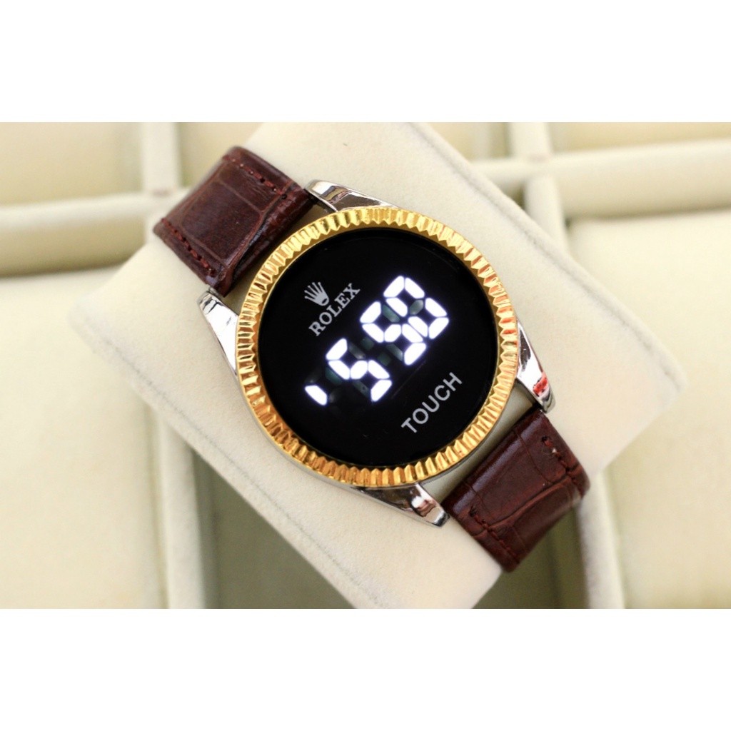 PROMOJam Tangan Wanita Rolex K2503W Digital Led Tali Kulit & Rolek mata Free Box & Baterai Cadangan 
