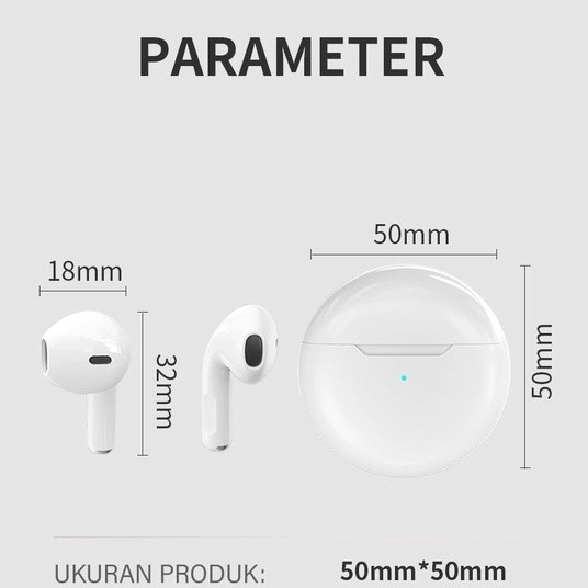 Terbaru [Cek Variasi] Pro 6 Tws Bluetooth Tws Earphone Wireless Iphone Android Headset Bluetooth
