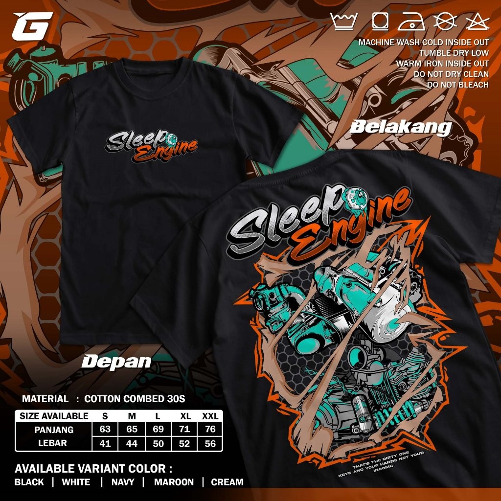 Kaos Racing Sleep Engine Baju Distro Motor Drag Balap Herex Mesin Knalpot Rangka Jupiter Z Fizr Kari