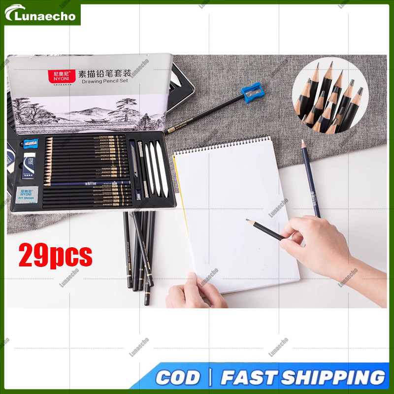 

1 Set Metal Tin Box 29pcs Pensil Gambar Lukis Sketsa Lengkap Paket Drawing Pencil Gambar