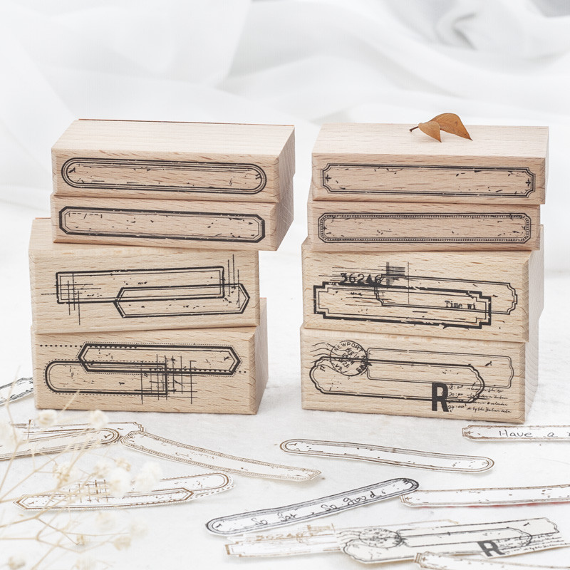 

Yoofun Vague Boarder Wood Stamp Scrapbooking Frame Standard Wooden Seal for Journaling Diary Album Decoration Stamp