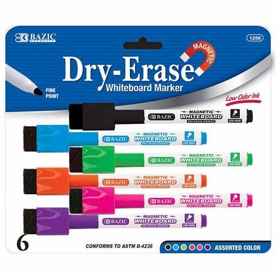 

jt BAZIC MAGNETIC WHITEBOARD MARKER SET 6 WARNA SPIDOL PAPAN TULIS MAGNET - 1256