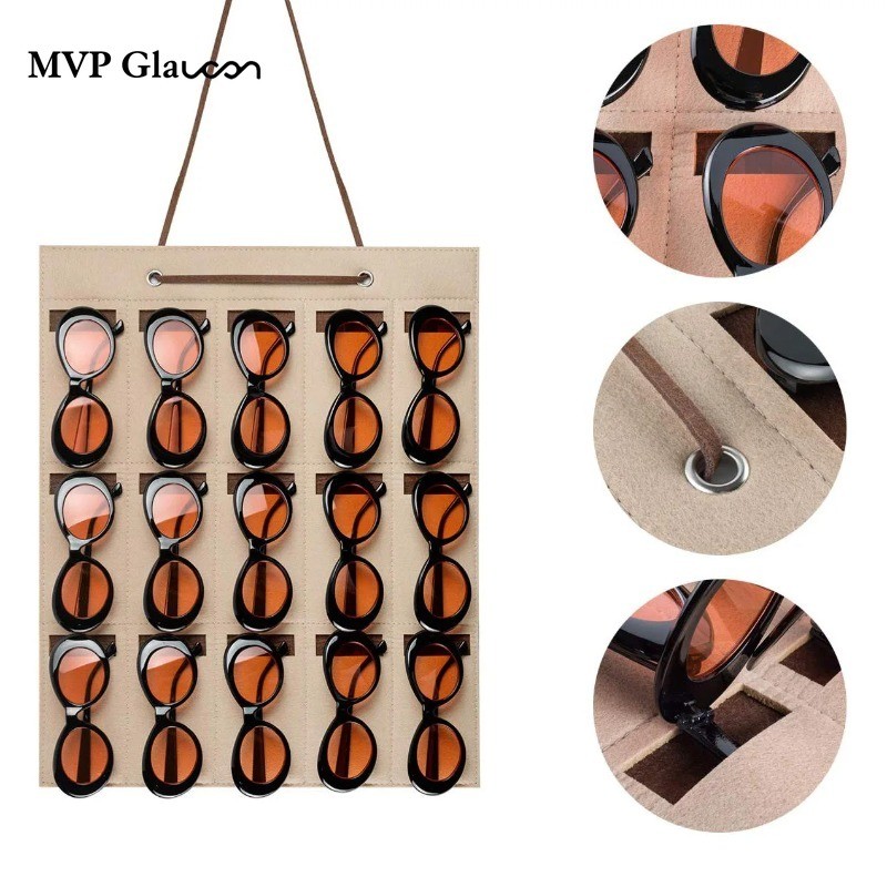 

15 Grids Sunglasses Storage Organizer Eyeglasses Wall Hanging Holder Wall Pocket for Glasses Display Eyeglasses Hanger Mounted