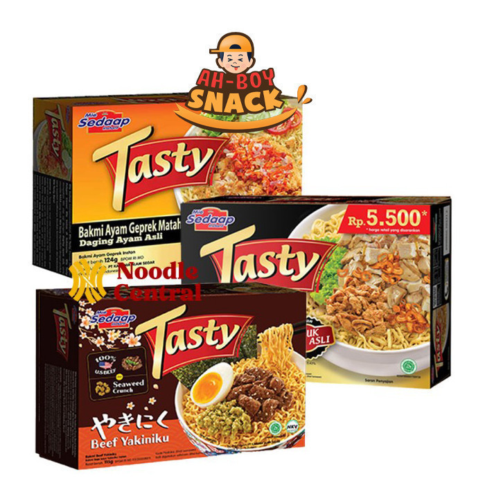 

SEDAAP TASTY BAKMI 115GR - TASTY BAKMI AYAM GEPREK MATAH & BEEF YAKINIKU - AHBOY