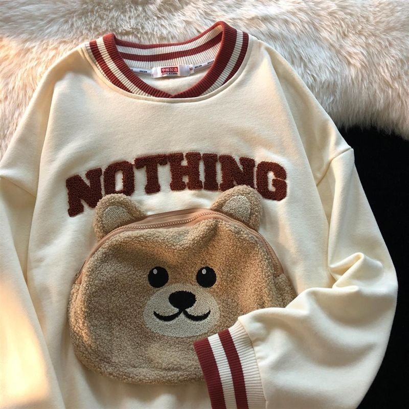 Promo Sweter beruang lucu wanita musim gugur dan musim dingin baru gaya Korea kasual longgar semua p