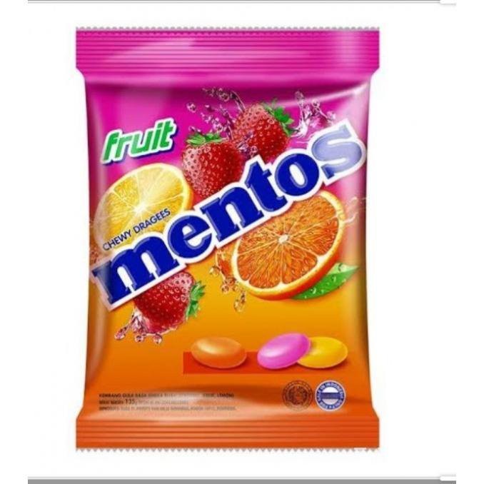 

(10 pak) PERMEN MENTOS RASA BUAH 135gr ISI 50 BUTIR - pcs pak fruit candy fruty