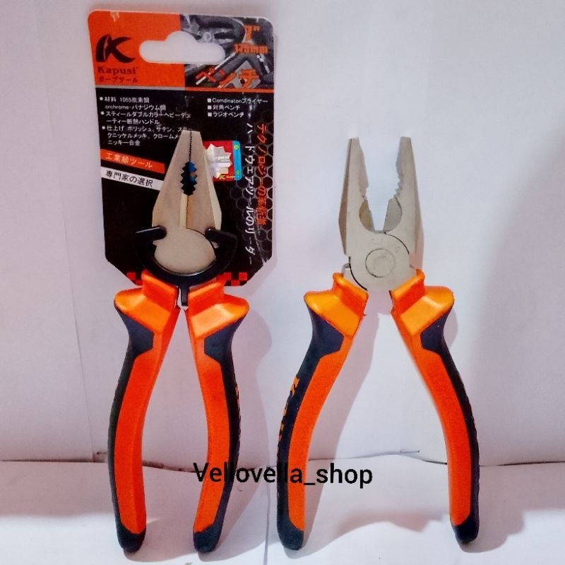 KAPUSI Tang Kombinasi 7 Inch 175mm K-8022 gagang karet / Tang Kombinasi Kapusi 7 inch