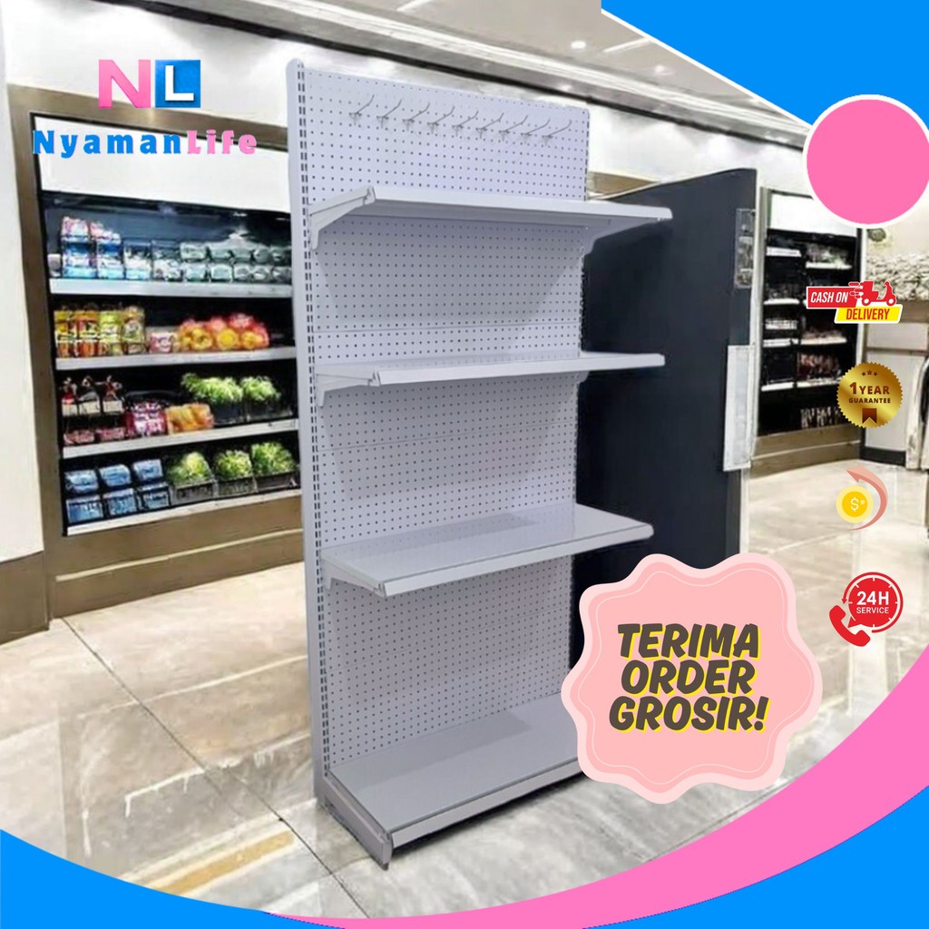 NyamanLife - 100% Baja Rak Multi-Susun Rak Tempat Display Dagangan Supermarket Organizer Perkakas Gu