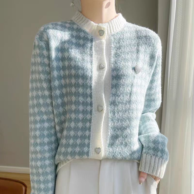 Cardigan Rajut Cute Kotak-kotak / Cardigan Crop Gaya Manis / Outer Rajut Knit Soft