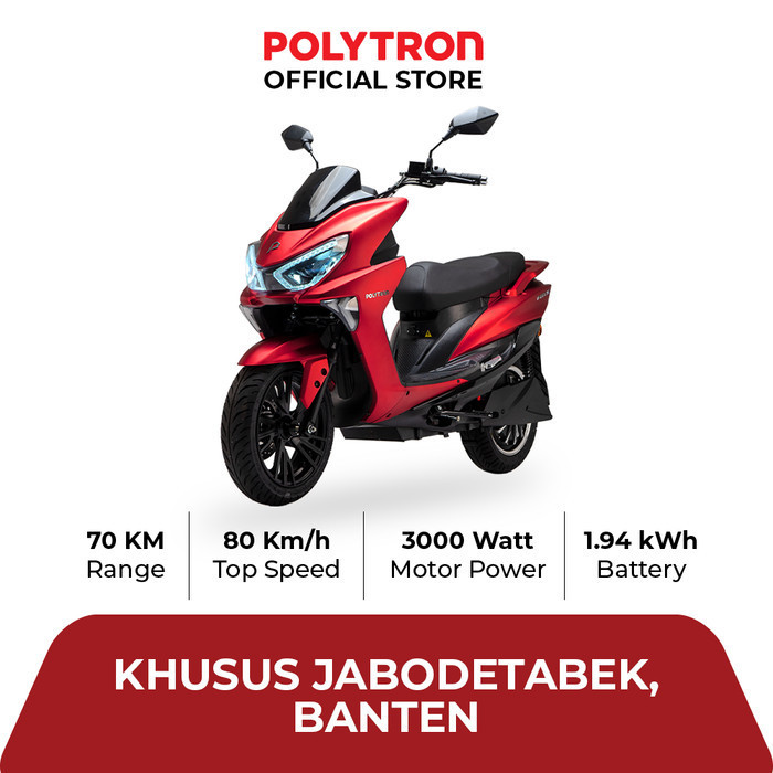 SUBSIDI POLYTRON Fox S Electric Sepeda Motor Listrik - OTR JABODETABEK - Crimson Red