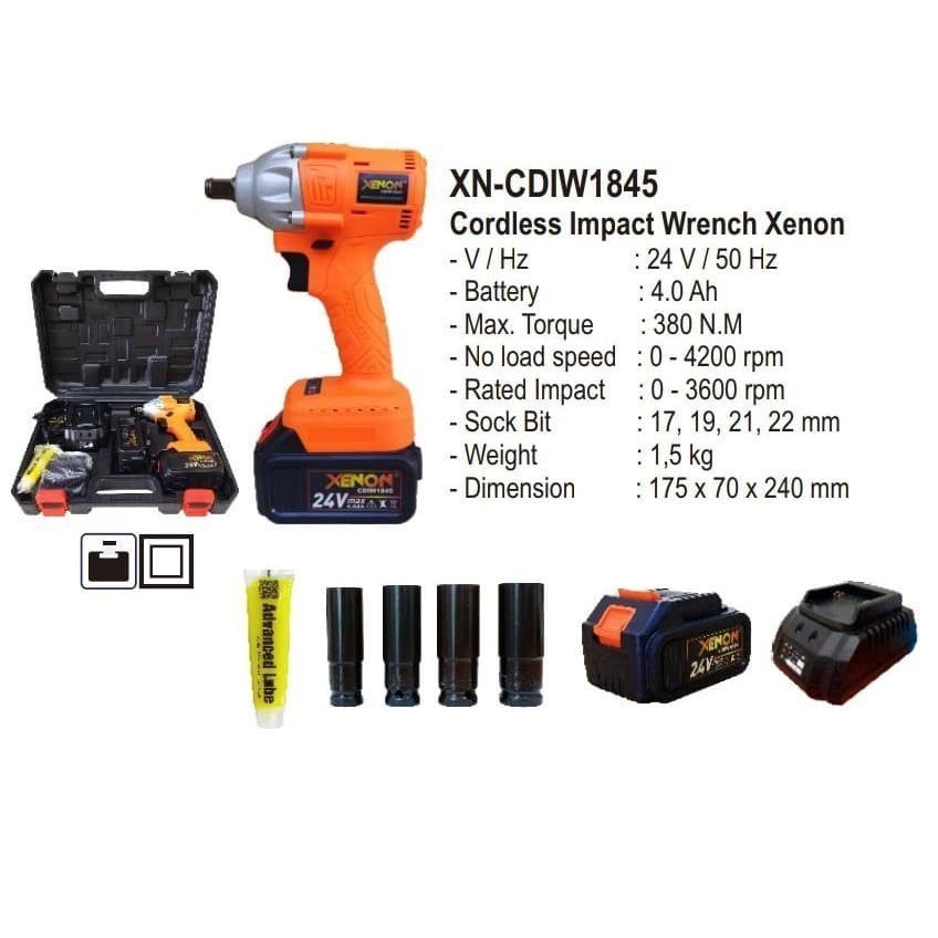 XENON 18V IMPACT WRENCH CORDLESS Mesin Impact Wrench Baterai Charger