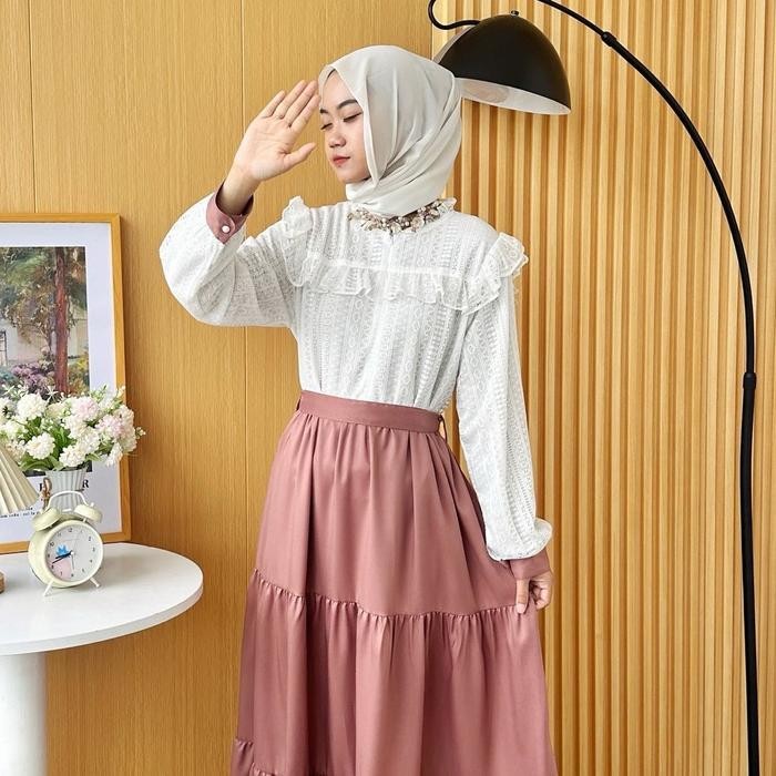 NEW -EMELYN DRESS RAYA WANITA BRUKAT LEBARAN BY MEECLO - PALE GREEN, S-M