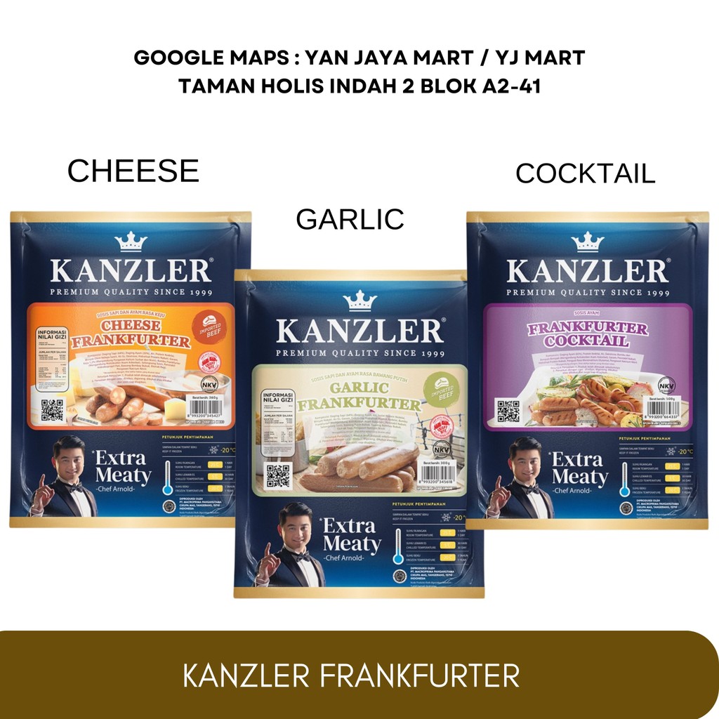 

KANZLER FRANKFURTER COCKTAIL 500GR / GARLIC 300GR / CHEESE 360GR