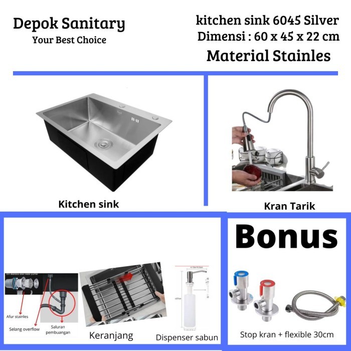 BEST -Kitchen sink black 6045 valpra/ kitchen sink 6045 hitam/ kitchen sink - LG SS BODY