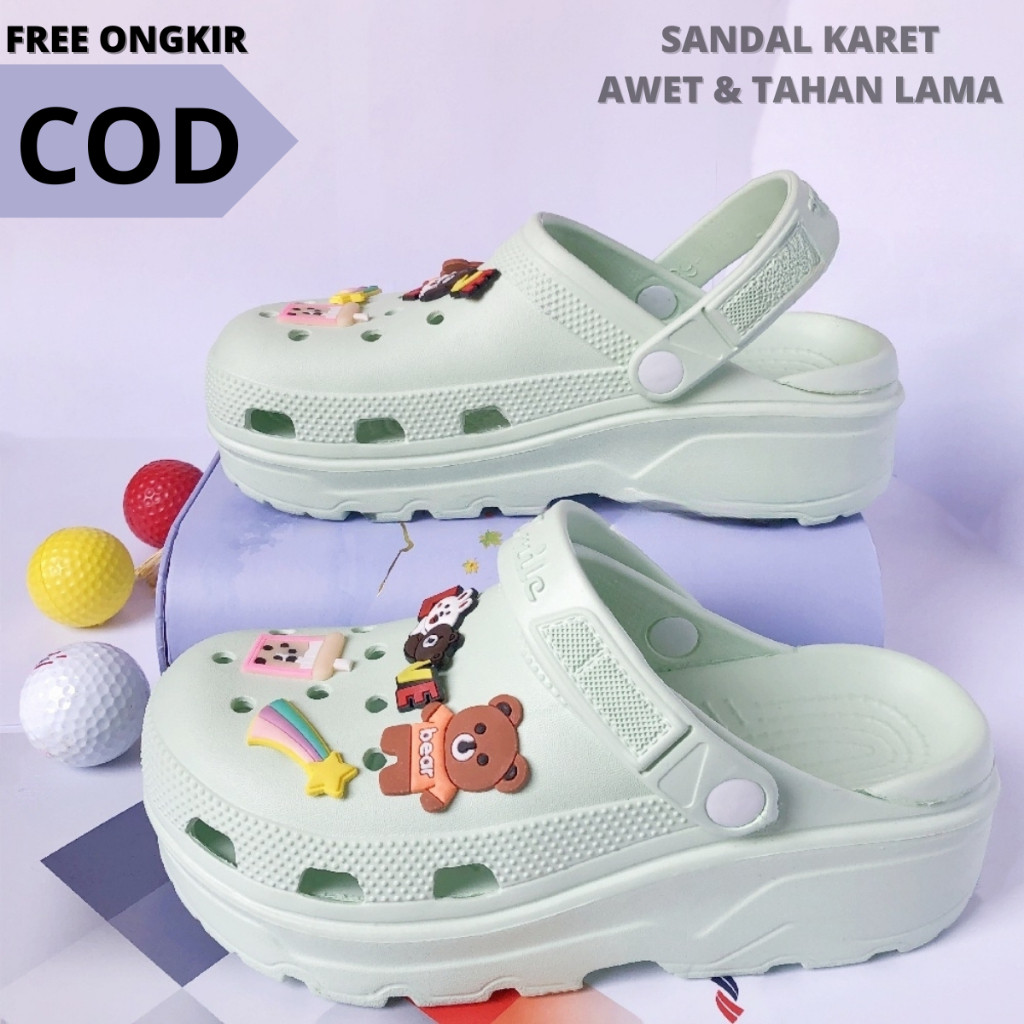 Terlaris  Sepatu Sendal Sandal Remaja Jelly Fuji Wanita Import Wedges Baim Crocs Platform Dewasa Ter