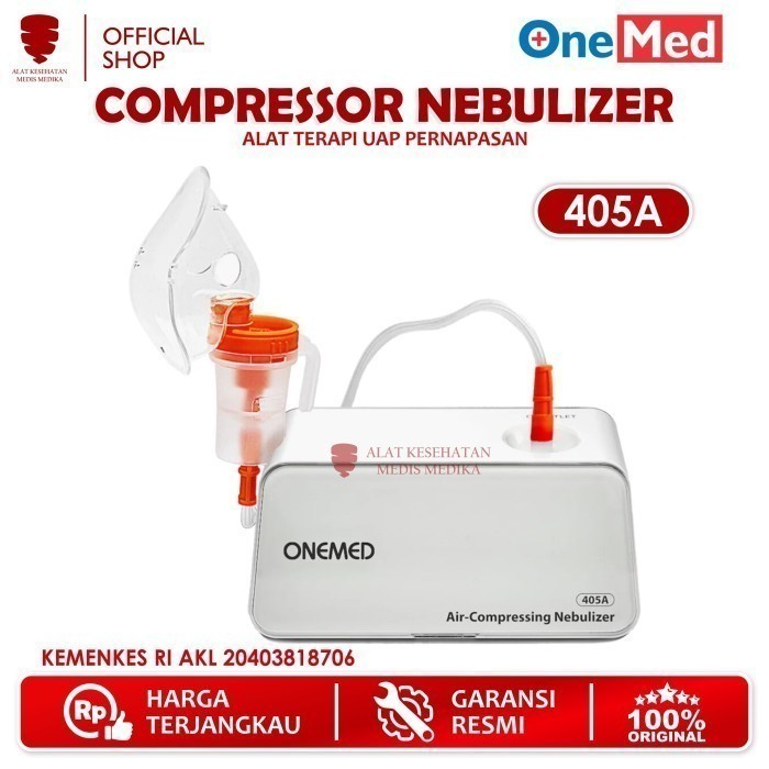 Onemed Compressor Nebulizer 405A Portable Alat Uap Terapi Pernafasan Medis