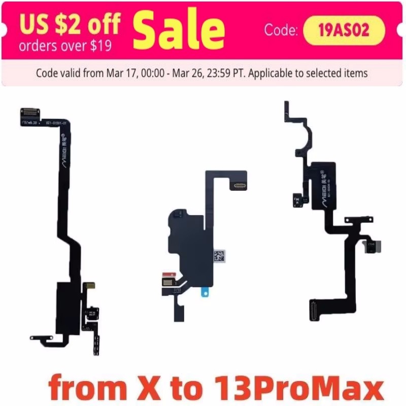 Earpiece Fix Face ID Receiver Sensor Cable for iPhone 11 12 13 Pro Max X XS XR Mic  No Sensor Speake