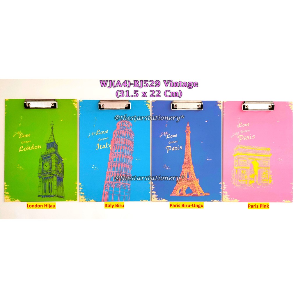 

(1 Biji) Clip Board Vintage 31.5*22 Cm / Papan Ujian Vintage A4 / Clipboard GXIMP WJ(A4)-BJ529