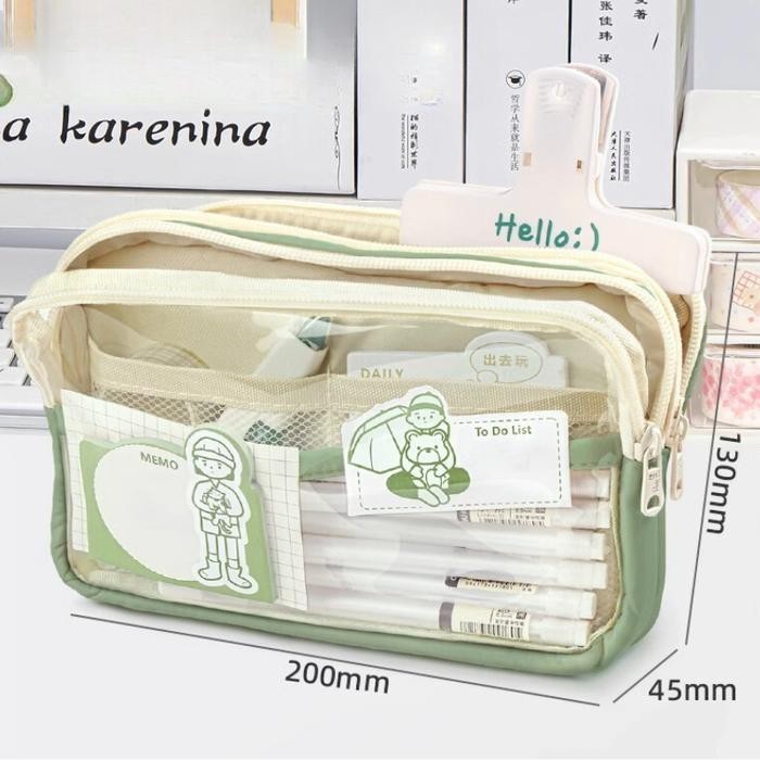 

[New Collection]PROMO kotak pensil aesthetic Tas PenaTempat Pencil Tas Pensil tempat alat tulis kapasitas besar Stationery - hijau