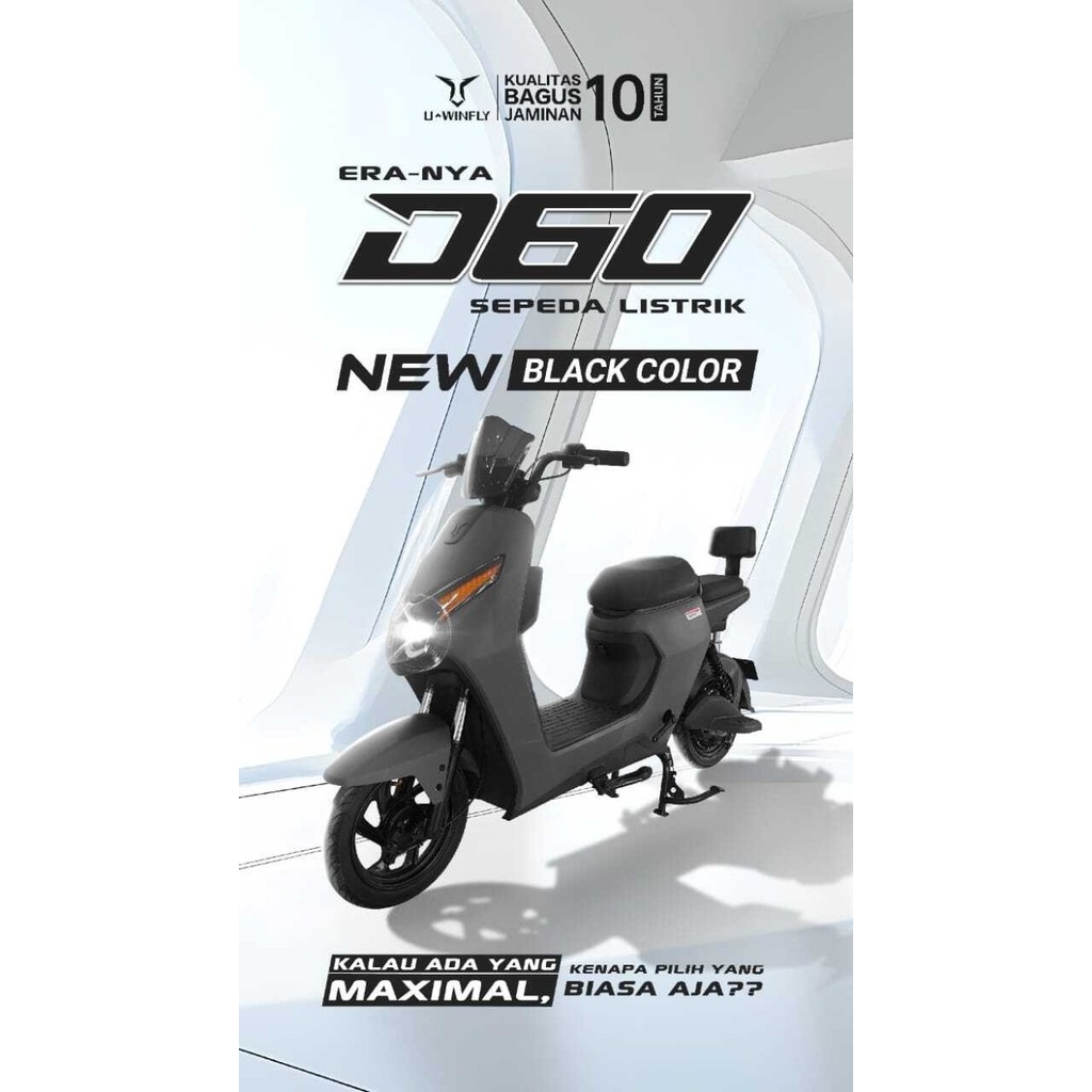 DISKON Sepeda Motor Listrik Uwinfly D60 D70 Terbaru - D60 HITAM, LALAMOVE